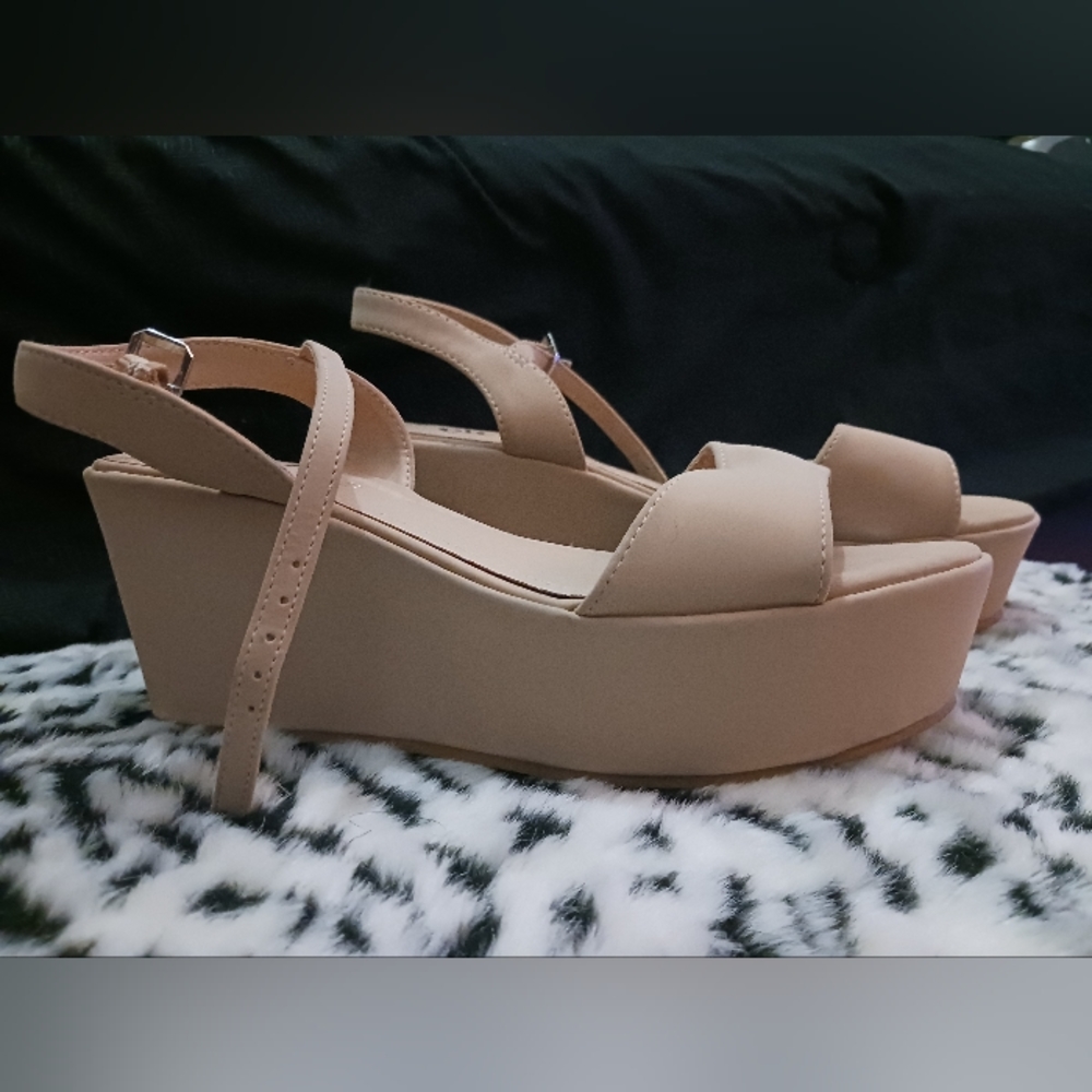 Beige Platform Sandals